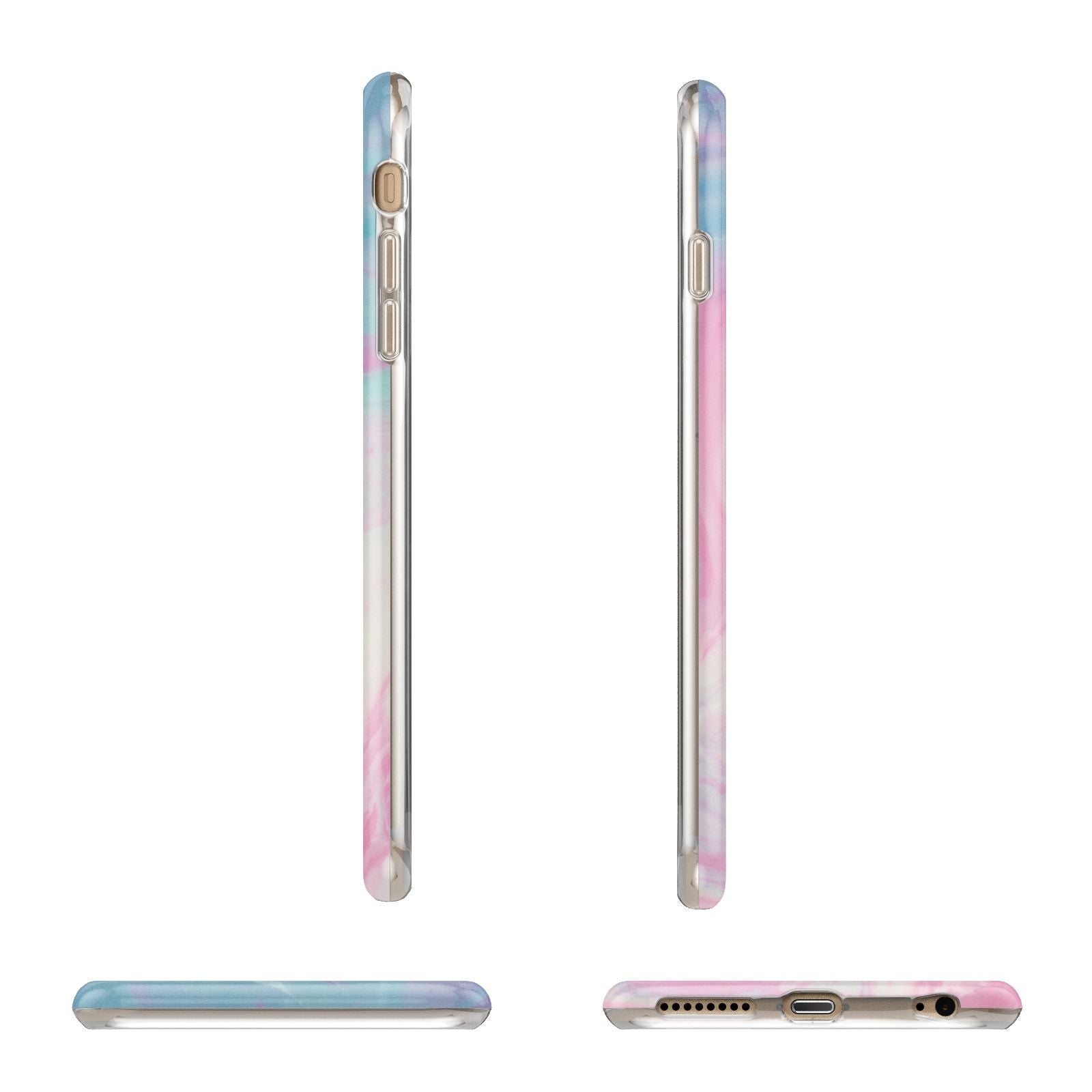 Personalised Clear Name Pastel Unicorn Marble Apple iPhone 6 Plus 3D Wrap Tough Case Alternative Image Angles