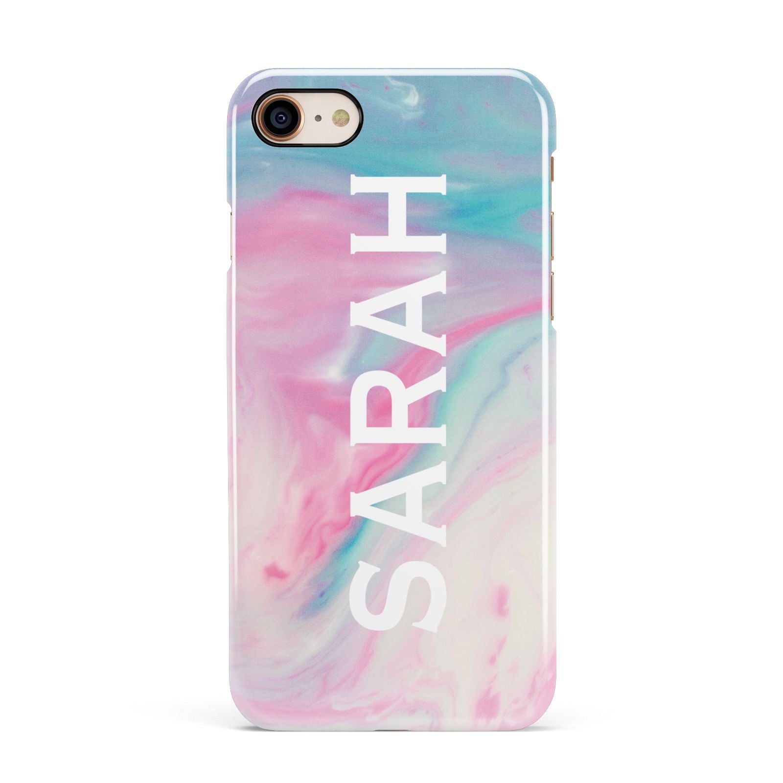 Personalised Clear Name Pastel Unicorn Marble Apple iPhone 7 8 3D Snap Case