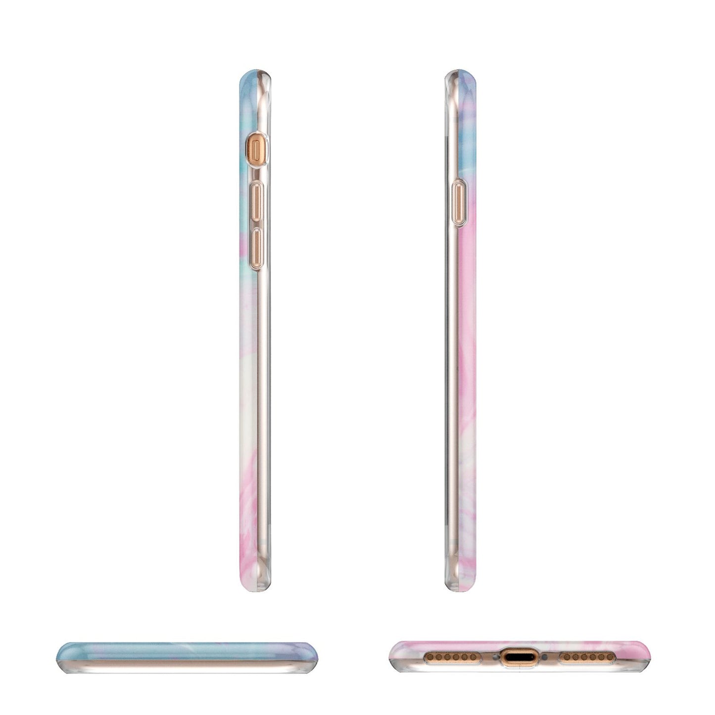 Personalised Clear Name Pastel Unicorn Marble Apple iPhone 7 8 3D Wrap Tough Case Alternative Image Angles