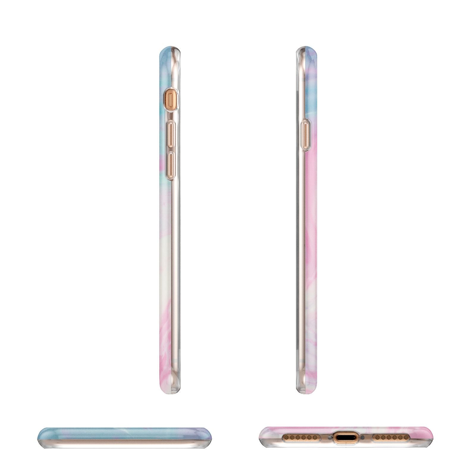 Personalised Clear Name Pastel Unicorn Marble Apple iPhone 7 8 3D Wrap Tough Case Alternative Image Angles