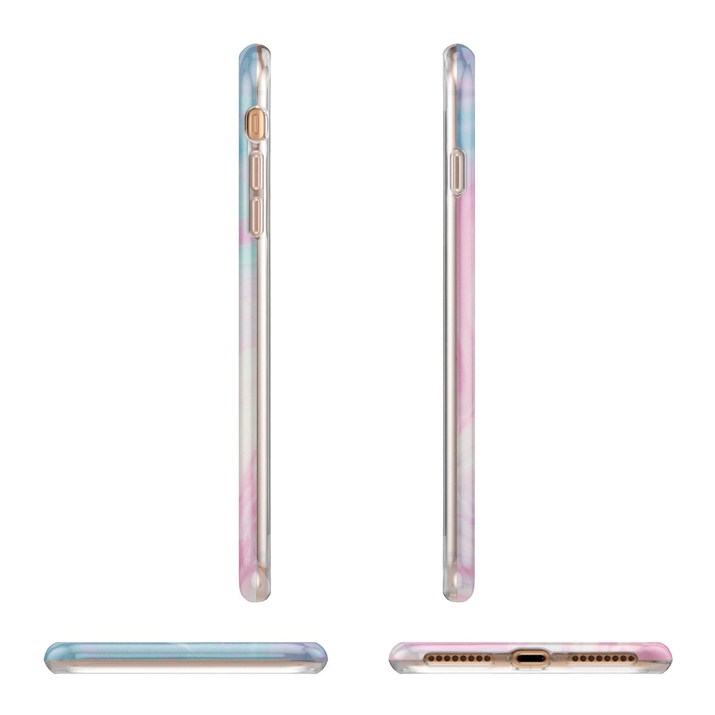 Personalised Clear Name Pastel Unicorn Marble Apple iPhone 7 8 Plus 3D Wrap Tough Case Alternative Image Angles