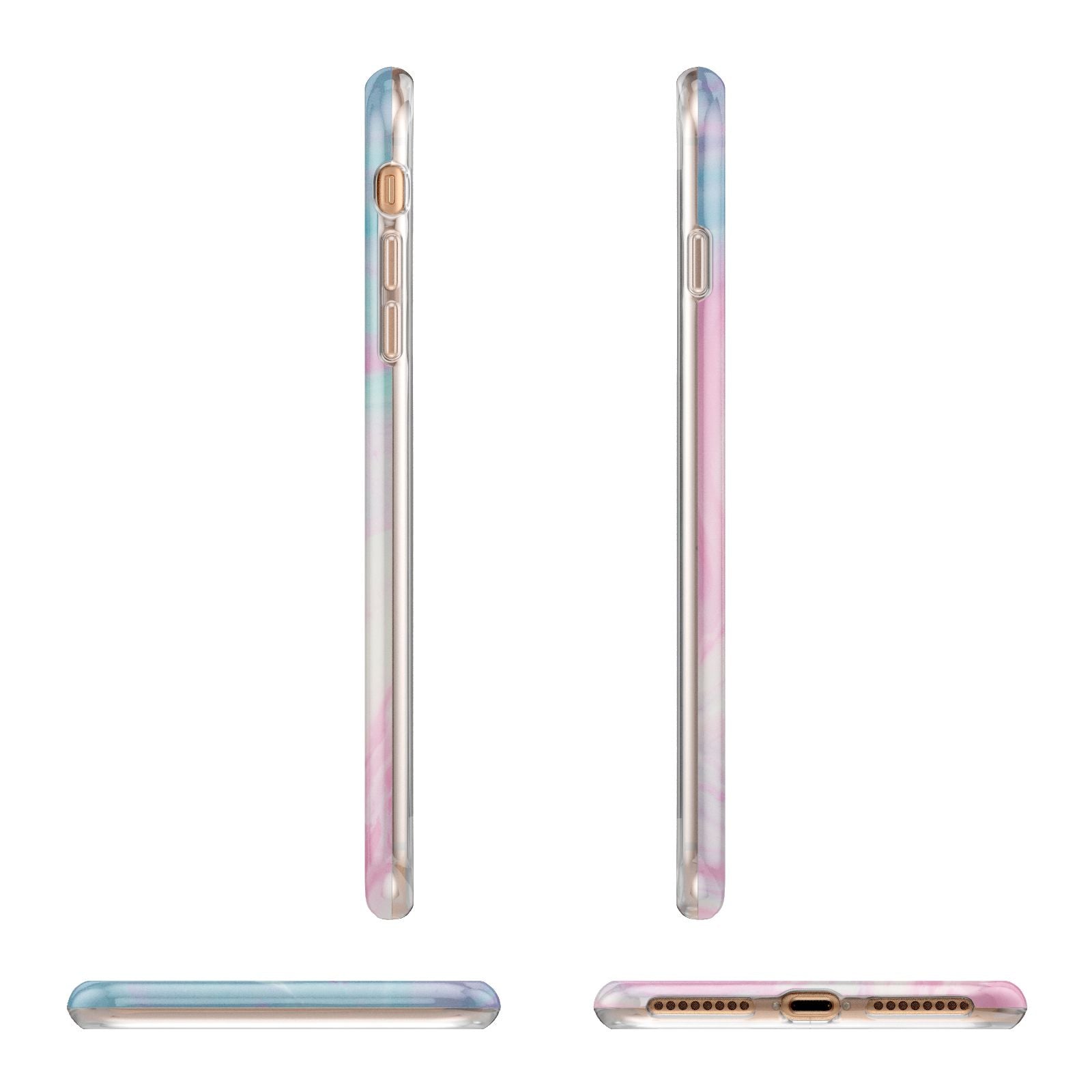 Personalised Clear Name Pastel Unicorn Marble Apple iPhone 7 8 Plus 3D Wrap Tough Case Alternative Image Angles