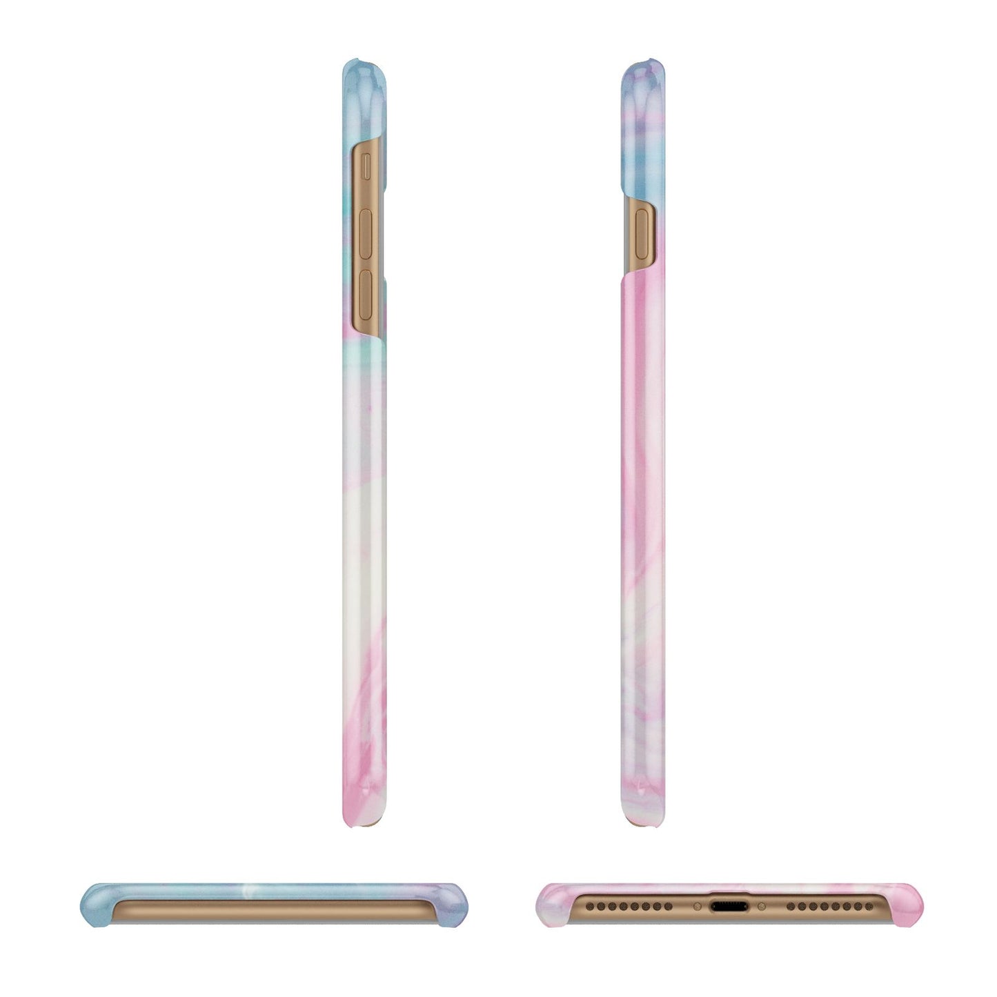 Personalised Clear Name Pastel Unicorn Marble Apple iPhone 7 Plus 3D Wrap Snap Case Angled Images