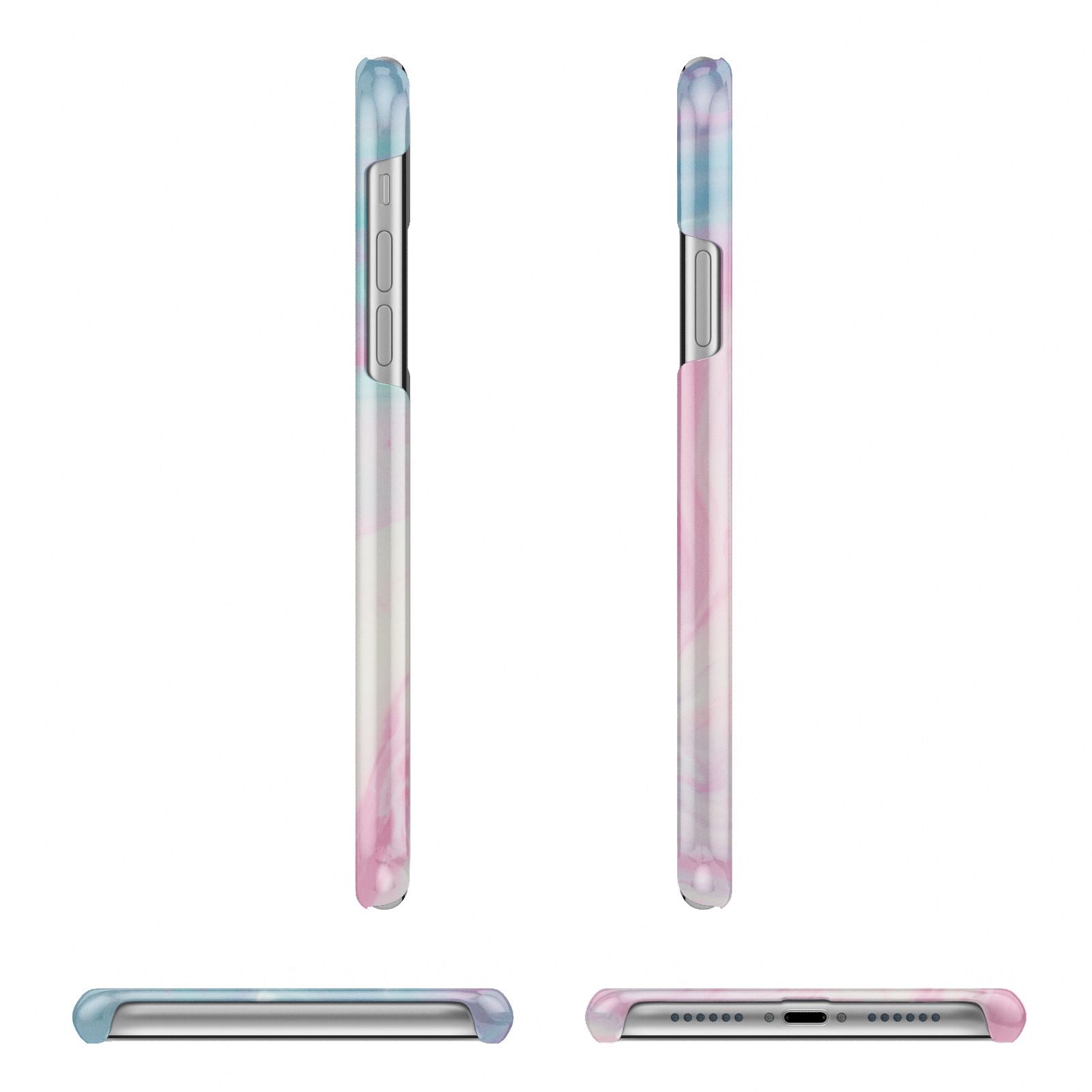 Personalised Clear Name Pastel Unicorn Marble Apple iPhone XR 3D Wrap Snap Case Angled Images on White Phone