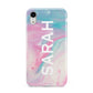 Personalised Clear Name Pastel Unicorn Marble Apple iPhone XR White 3D Tough Case
