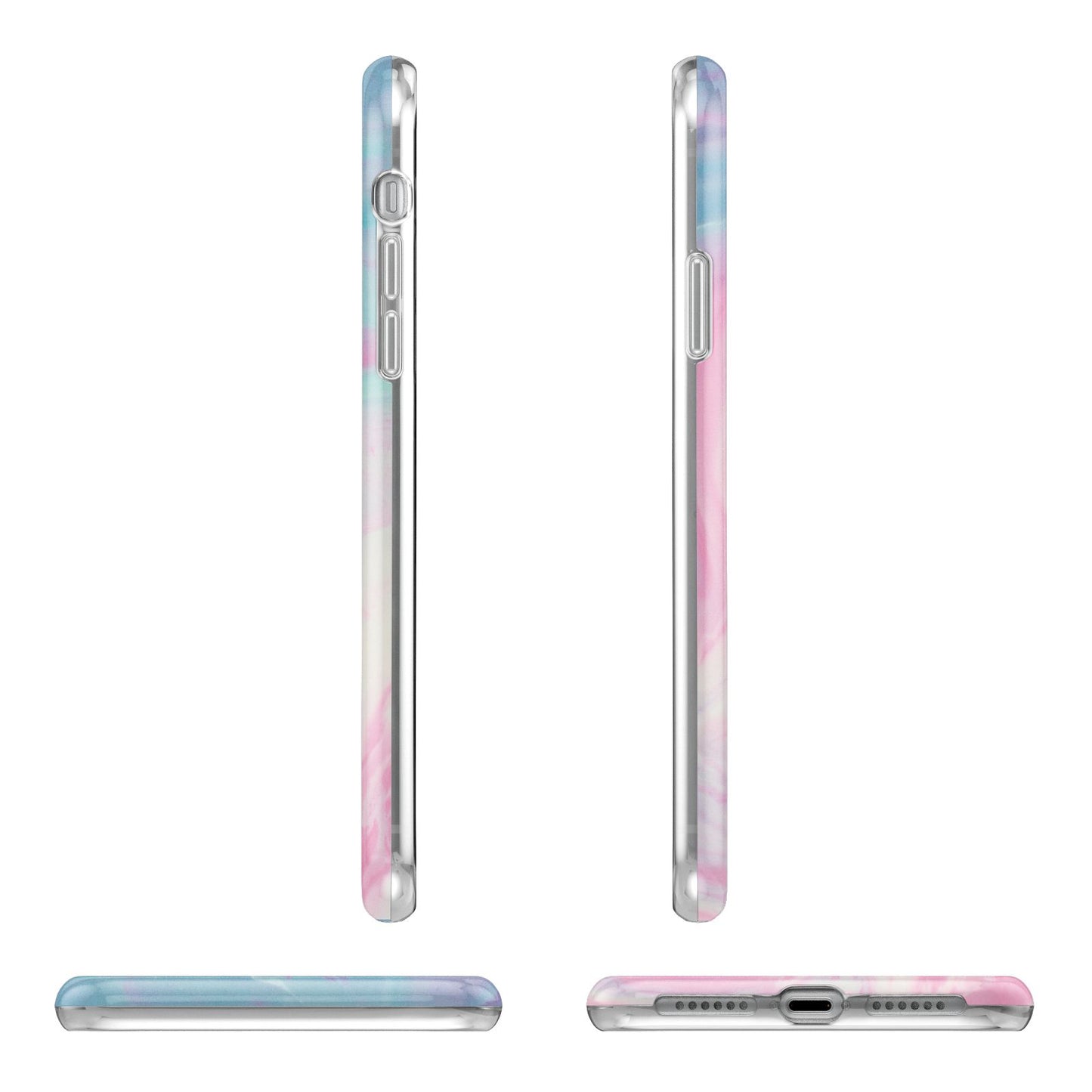 Personalised Clear Name Pastel Unicorn Marble Apple iPhone XR in White with 3D Wrap Tough Case Alternative Image Angles