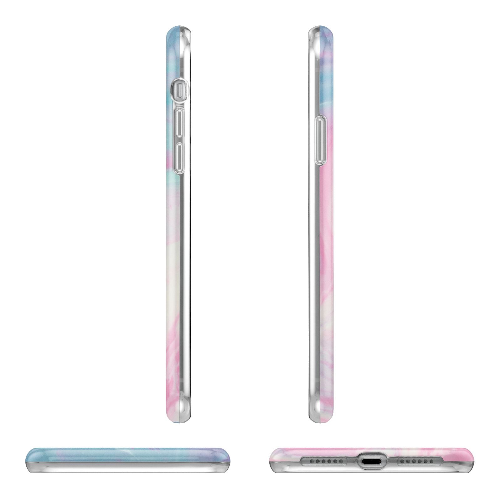 Personalised Clear Name Pastel Unicorn Marble Apple iPhone XR in White with 3D Wrap Tough Case Alternative Image Angles