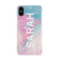 Personalised Clear Name Pastel Unicorn Marble Apple iPhone XS 3D Snap Case