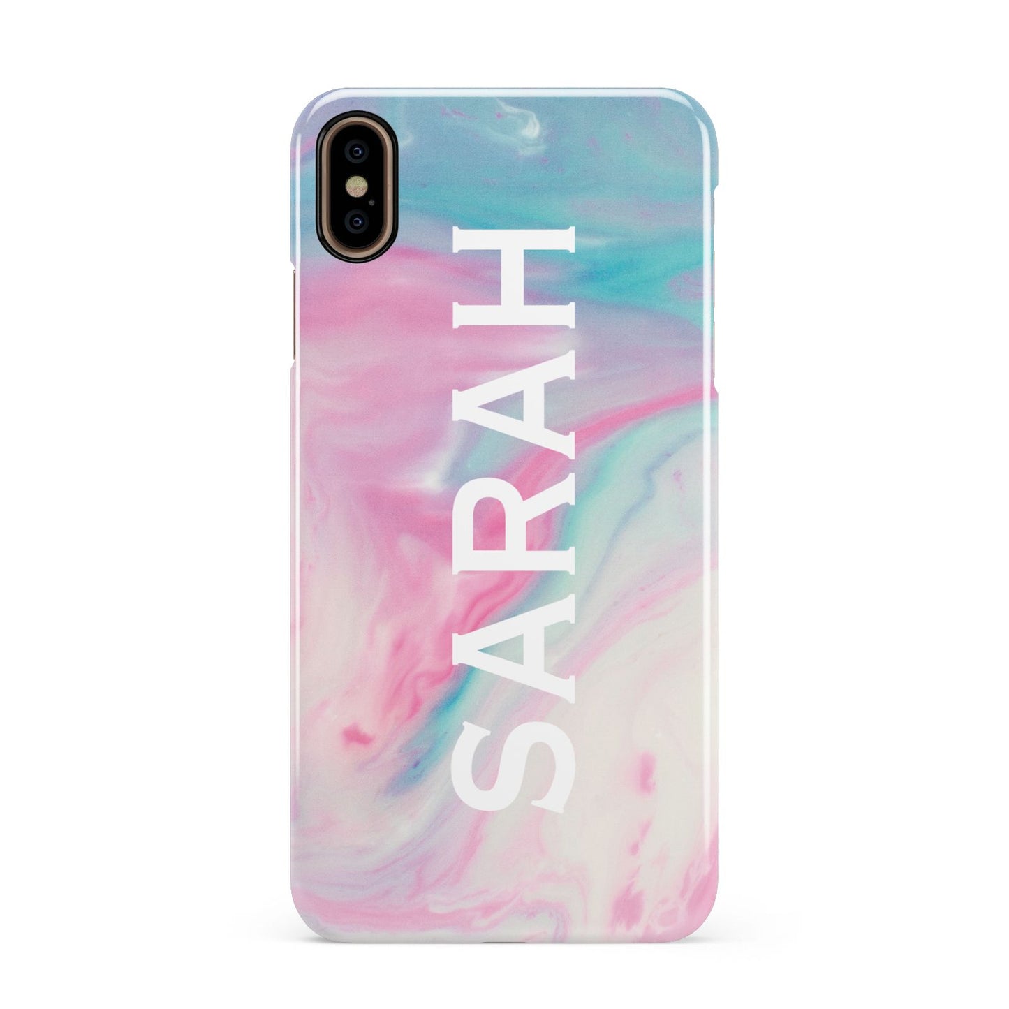 Personalised Clear Name Pastel Unicorn Marble Apple iPhone Xs Max 3D Snap Case