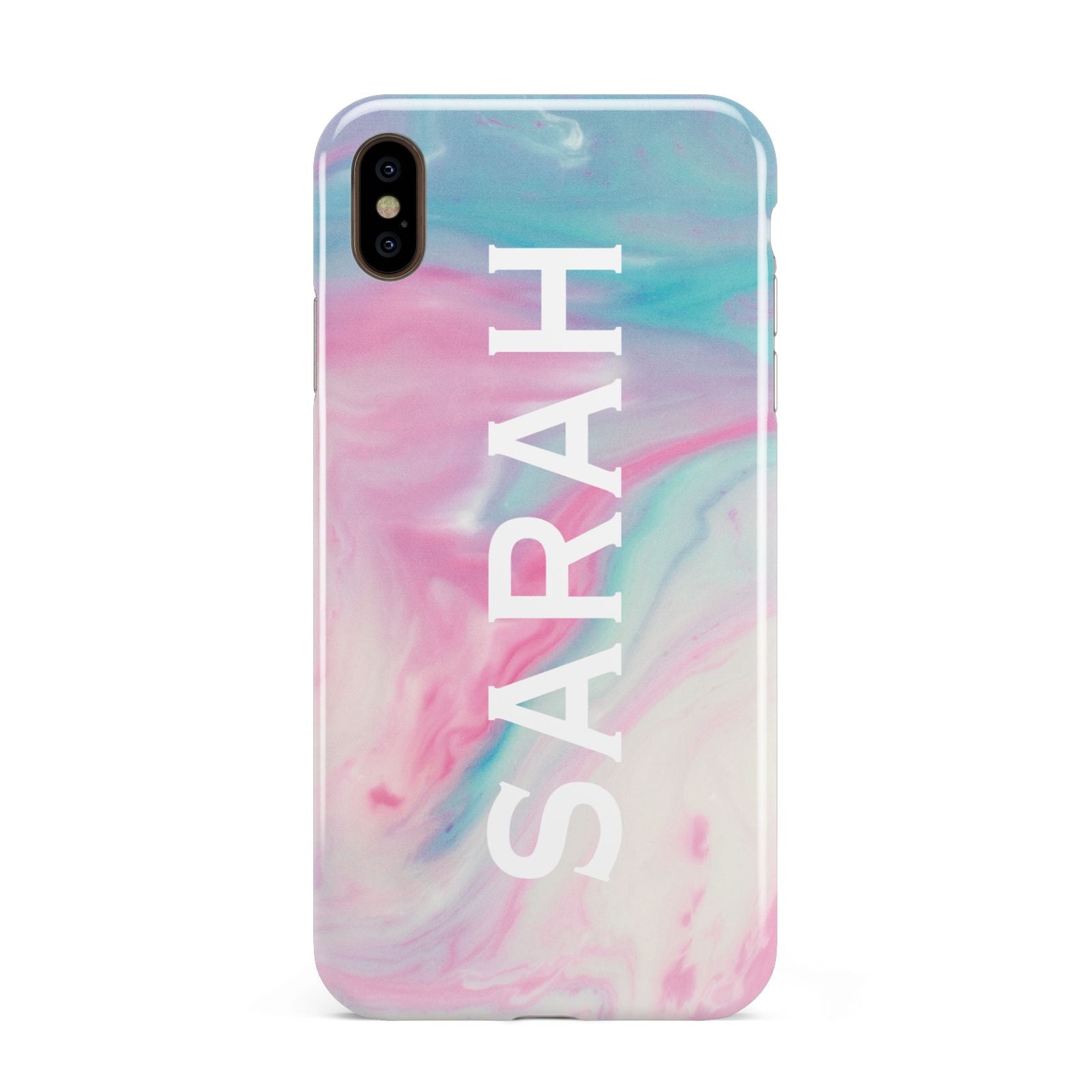 Personalised Clear Name Pastel Unicorn Marble Apple iPhone Xs Max 3D Tough Case