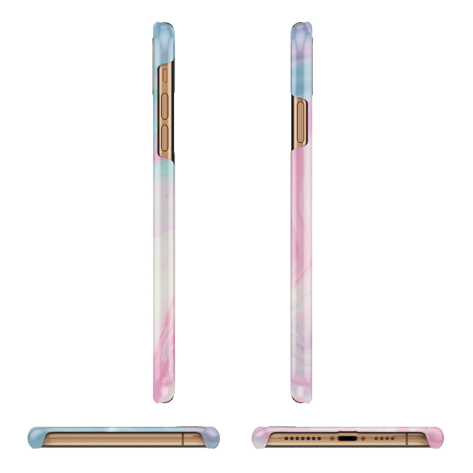 Personalised Clear Name Pastel Unicorn Marble Apple iPhone Xs Max 3D Wrap Snap Case Angled Images