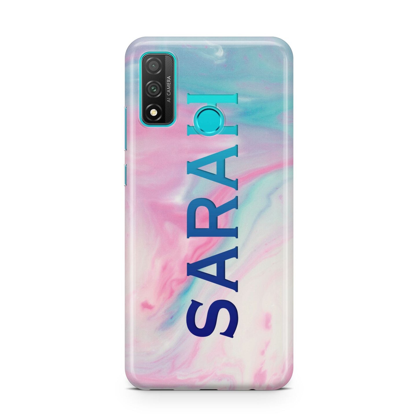 Personalised Clear Name Pastel Unicorn Marble Huawei P Smart 2020