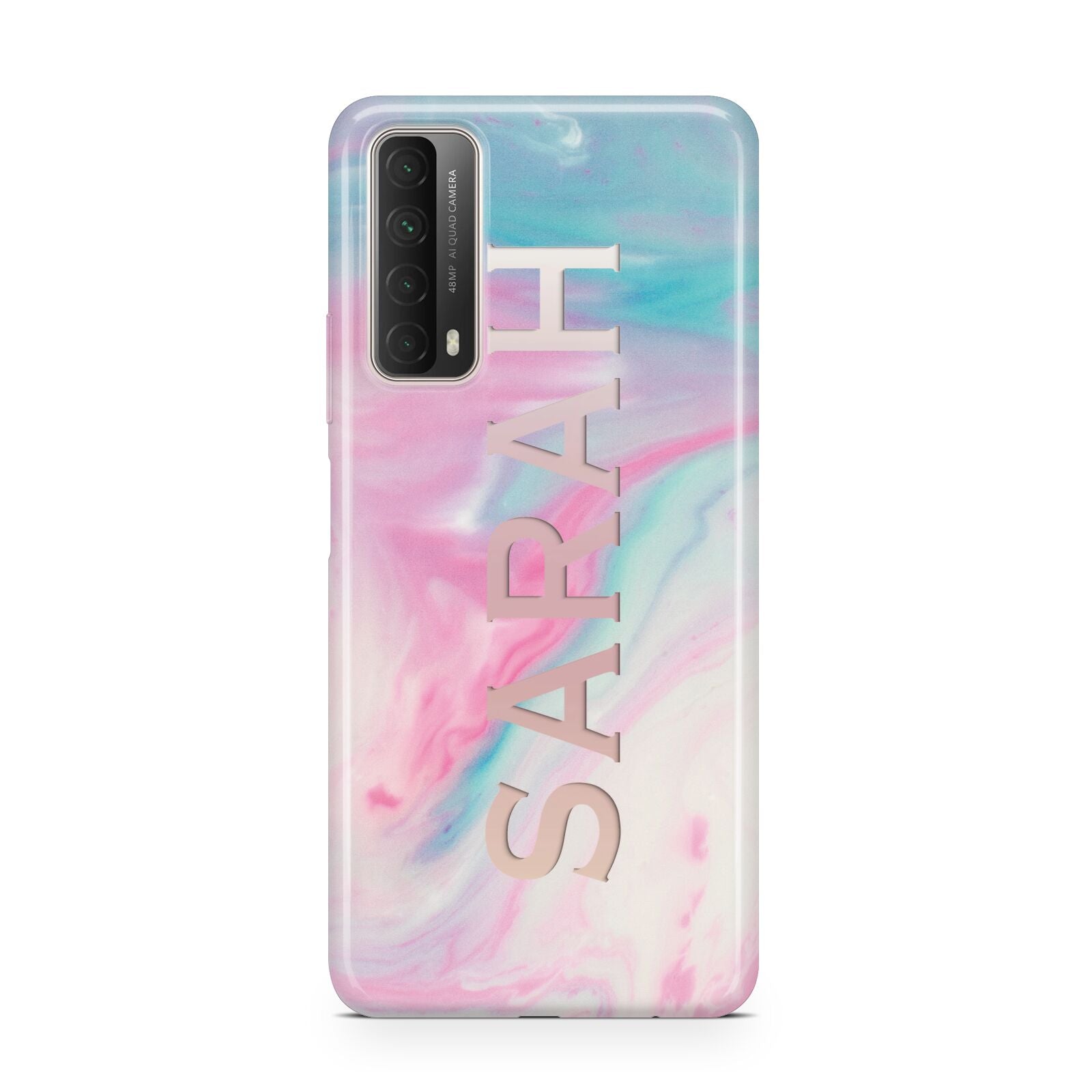 Personalised Clear Name Pastel Unicorn Marble Huawei P Smart 2021