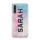 Personalised Clear Name Pastel Unicorn Marble Huawei P20 Pro Phone Case