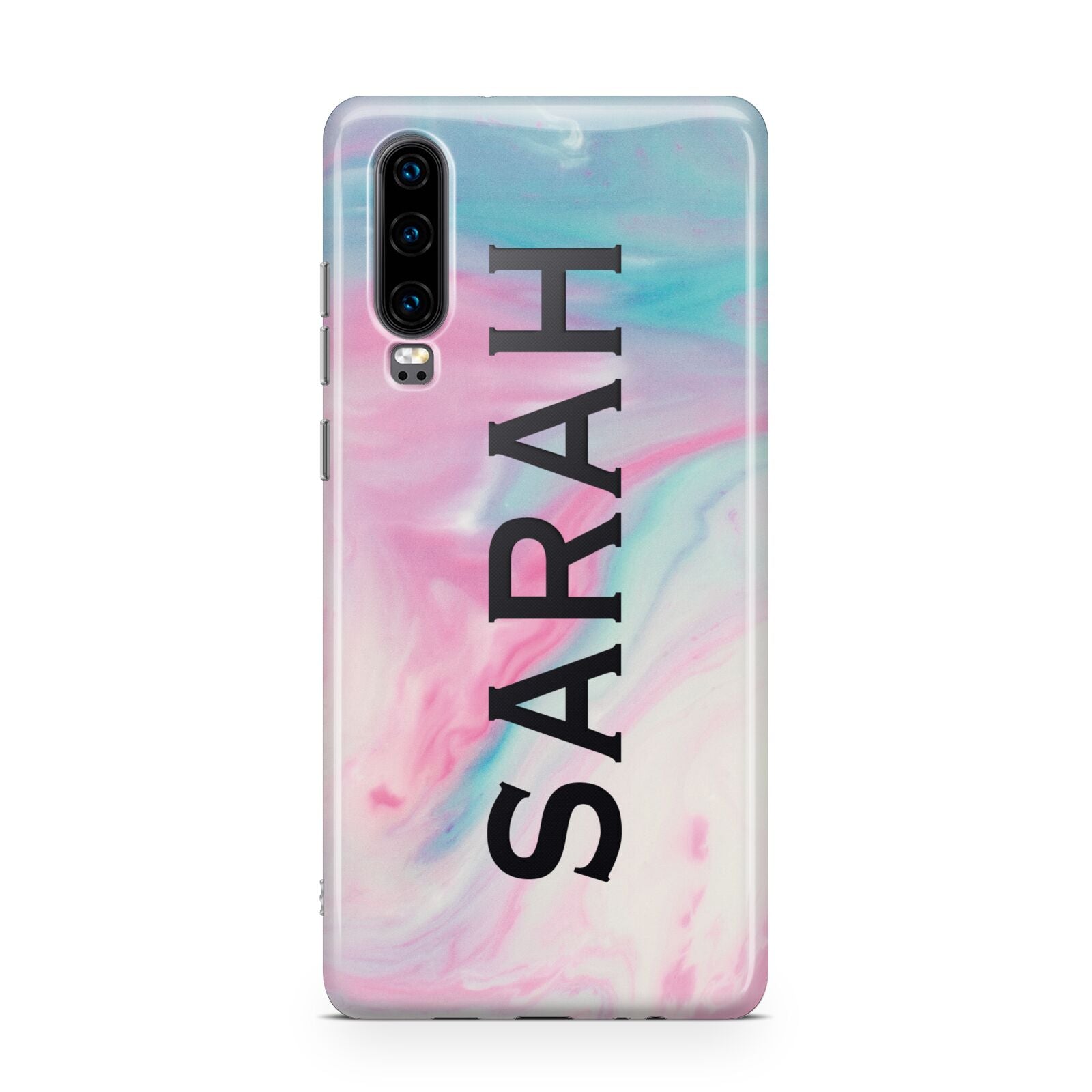 Personalised Clear Name Pastel Unicorn Marble Huawei P30 Phone Case