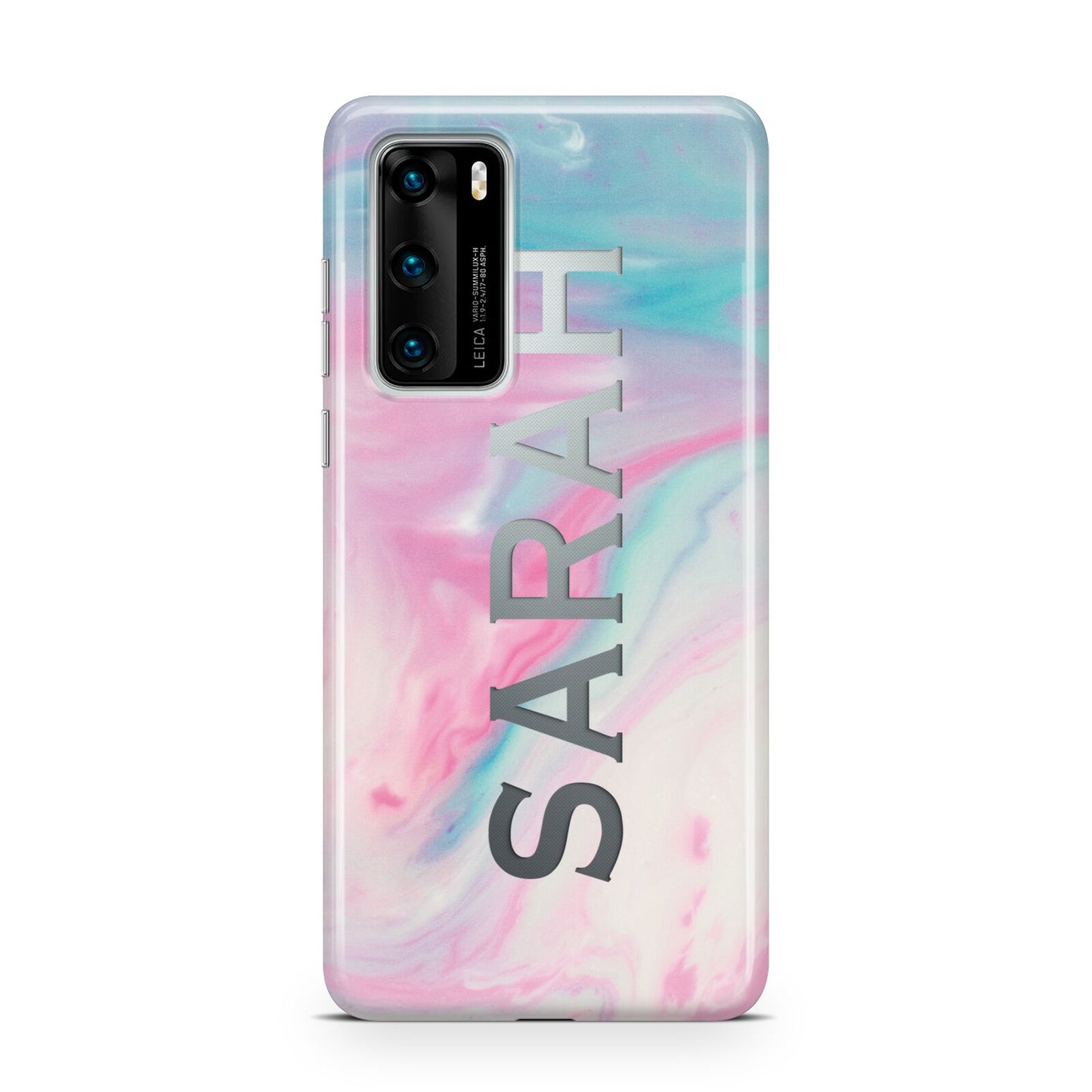 Personalised Clear Name Pastel Unicorn Marble Huawei P40 Phone Case