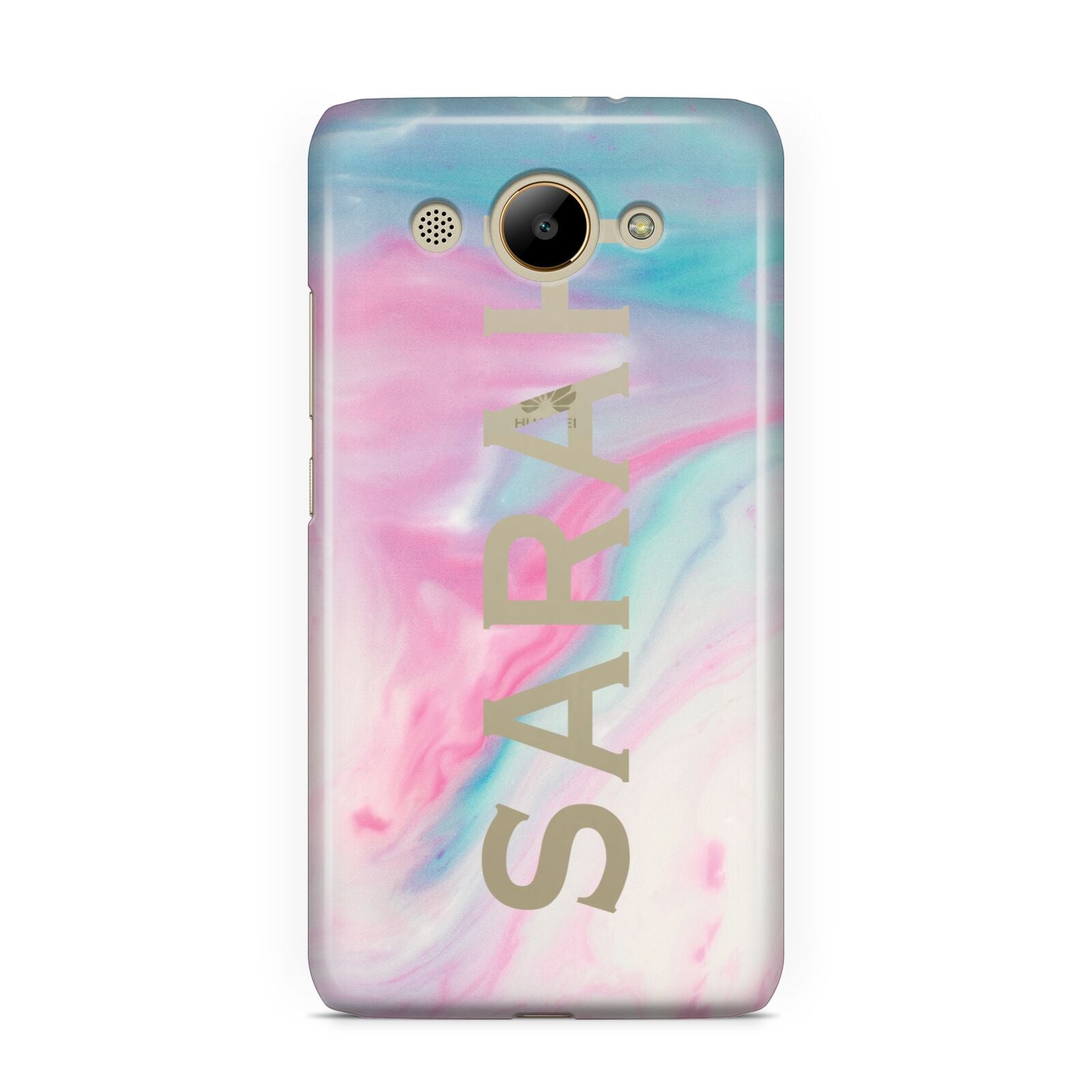 Personalised Clear Name Pastel Unicorn Marble Huawei Y3 2017