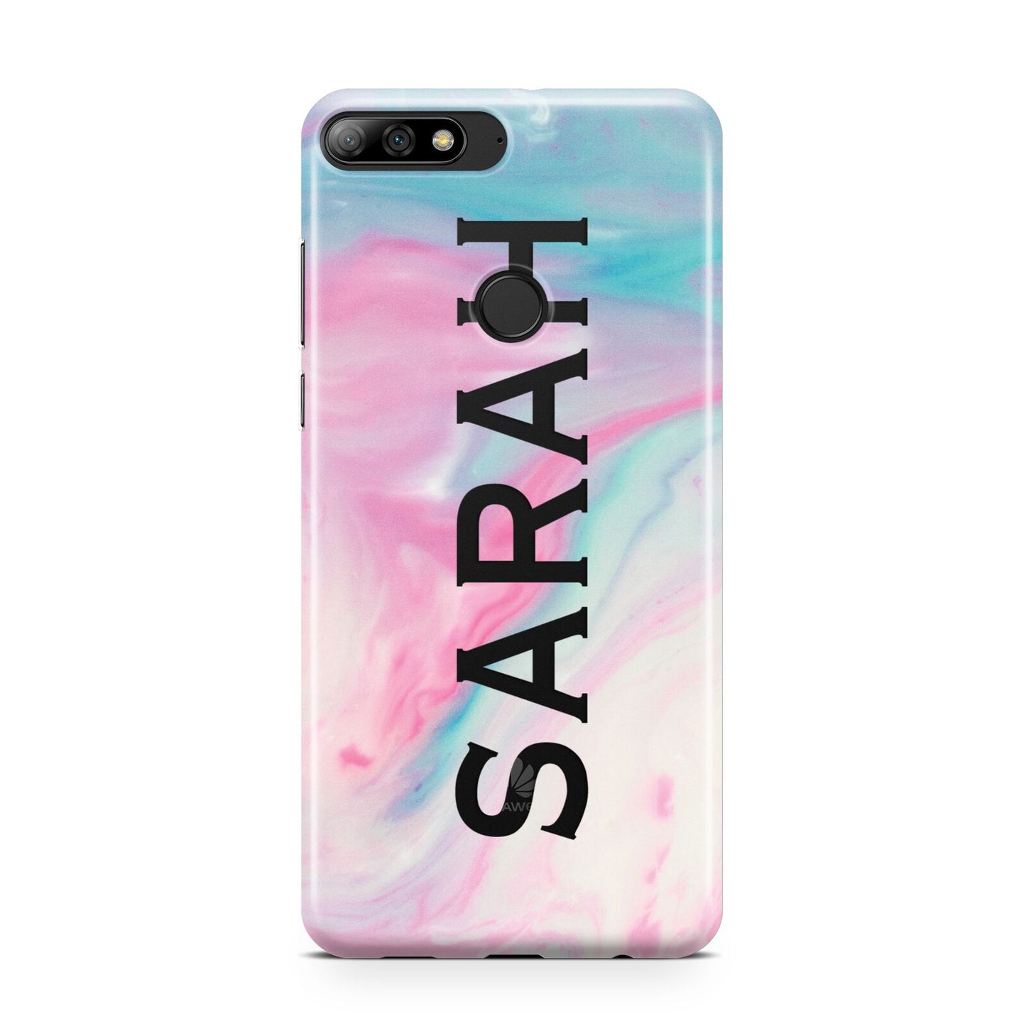 Personalised Clear Name Pastel Unicorn Marble Huawei Y7 2018