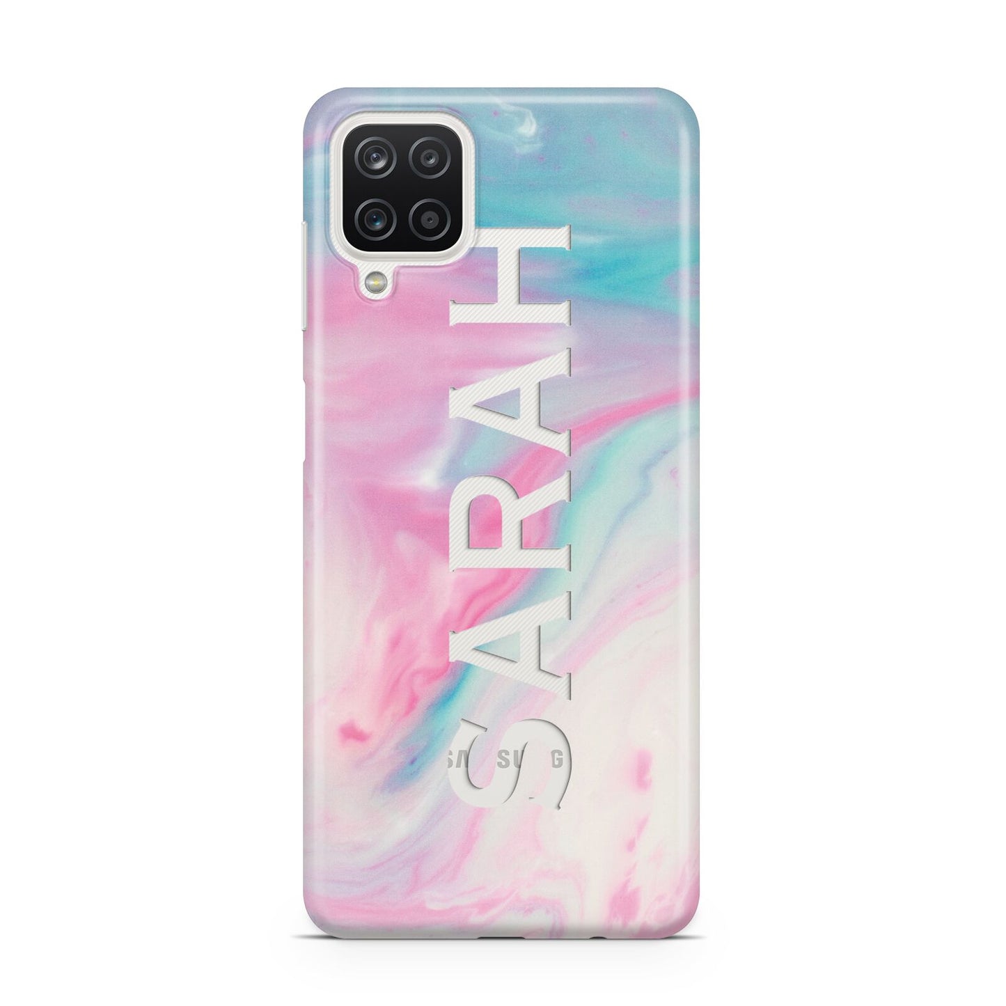 Personalised Clear Name Pastel Unicorn Marble Samsung A12 Case