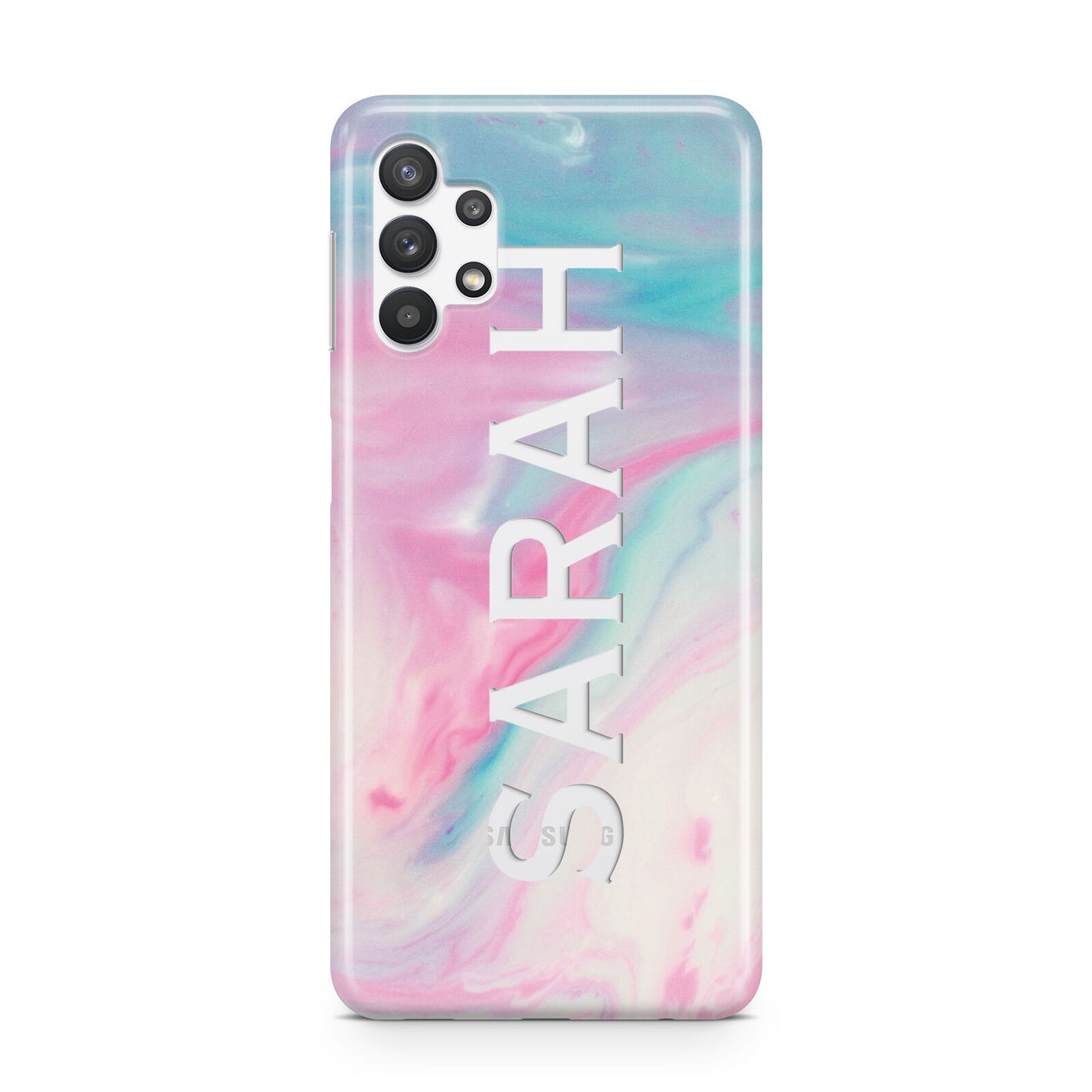Personalised Clear Name Pastel Unicorn Marble Samsung A32 5G Case