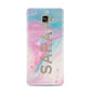 Personalised Clear Name Pastel Unicorn Marble Samsung Galaxy A3 2016 Case on gold phone