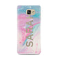 Personalised Clear Name Pastel Unicorn Marble Samsung Galaxy A7 2016 Case on gold phone