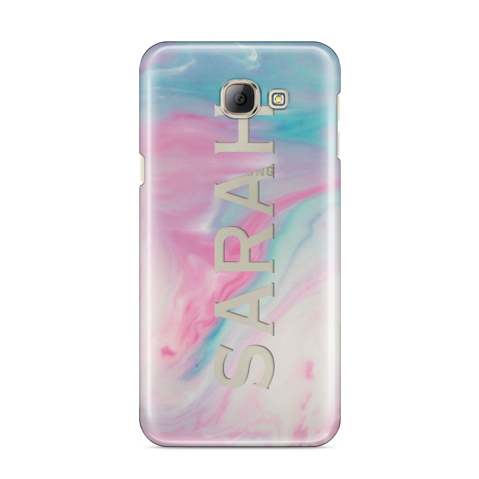 Personalised Clear Name Pastel Unicorn Marble Samsung Galaxy A8 2016 Case