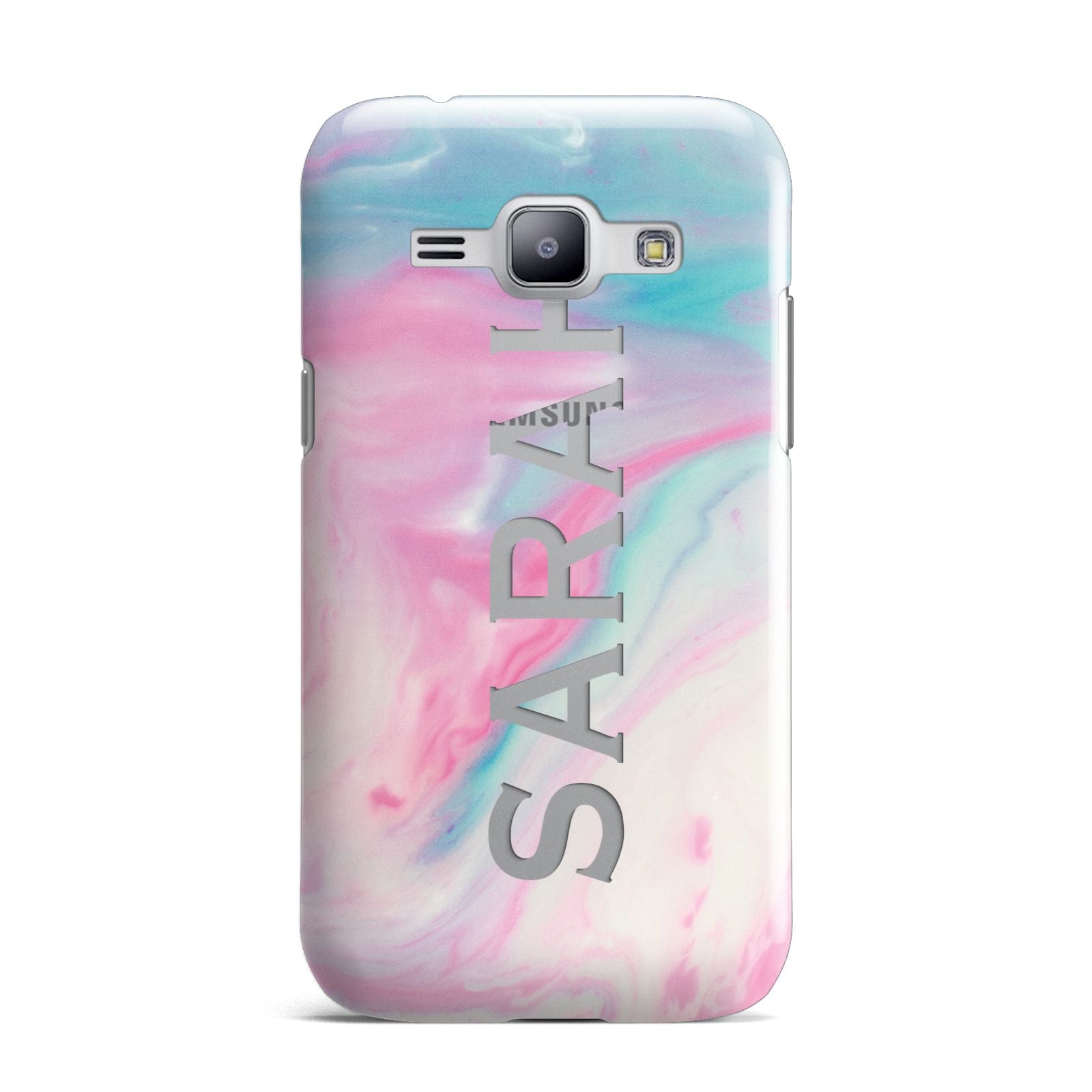 Personalised Clear Name Pastel Unicorn Marble Samsung Galaxy J1 2015 Case