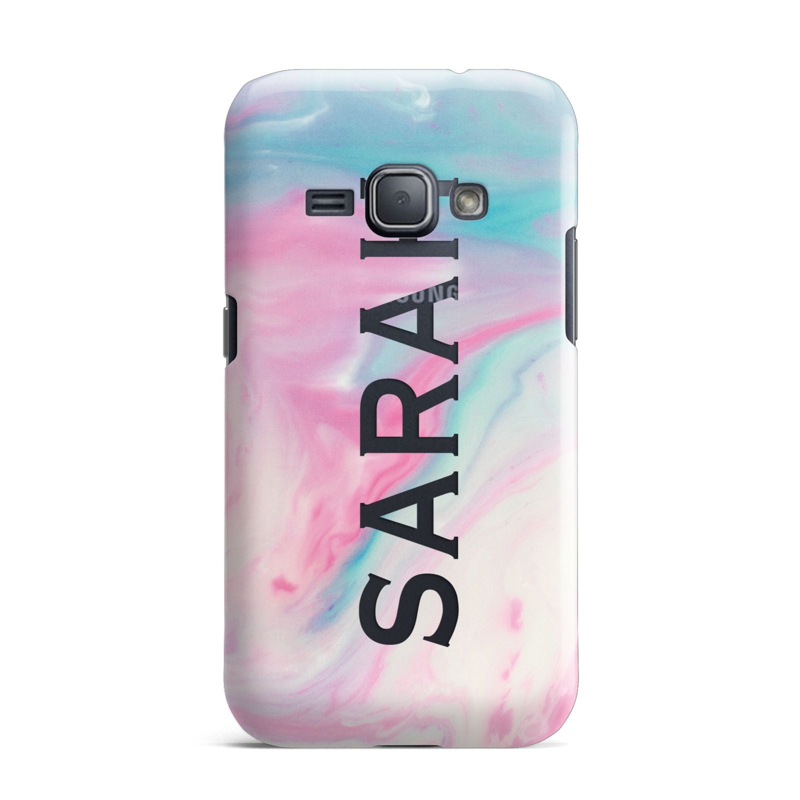 Personalised Clear Name Pastel Unicorn Marble Samsung Galaxy J1 2016 Case