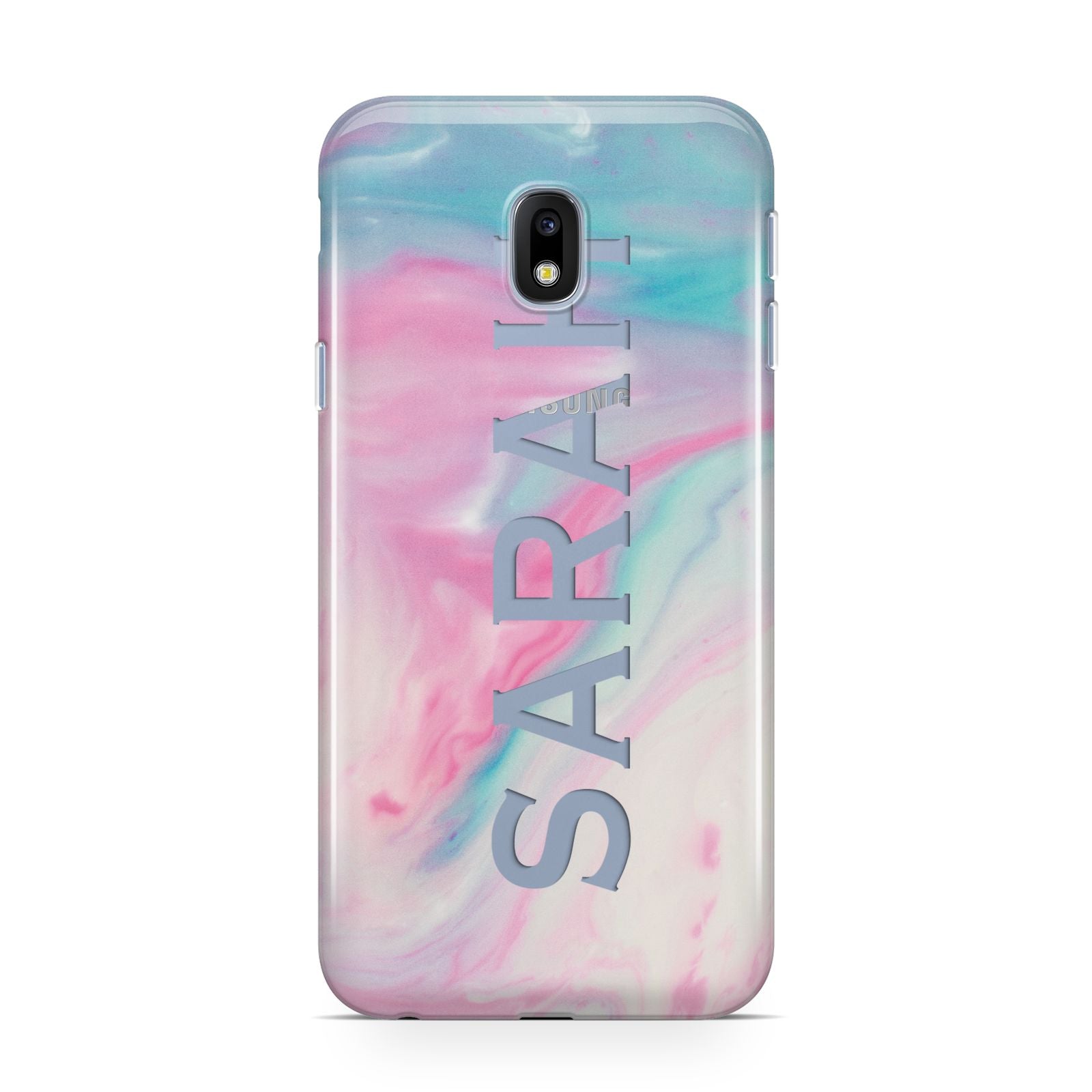 Personalised Clear Name Pastel Unicorn Marble Samsung Galaxy J3 2017 Case