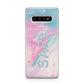 Personalised Clear Name Pastel Unicorn Marble Samsung Galaxy S10 Plus Case