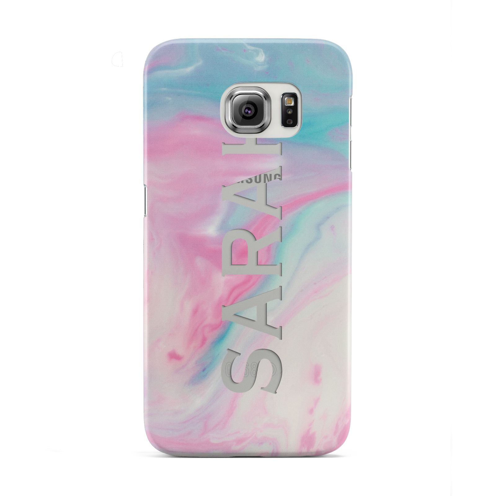 Personalised Clear Name Pastel Unicorn Marble Samsung Galaxy S6 Edge Case
