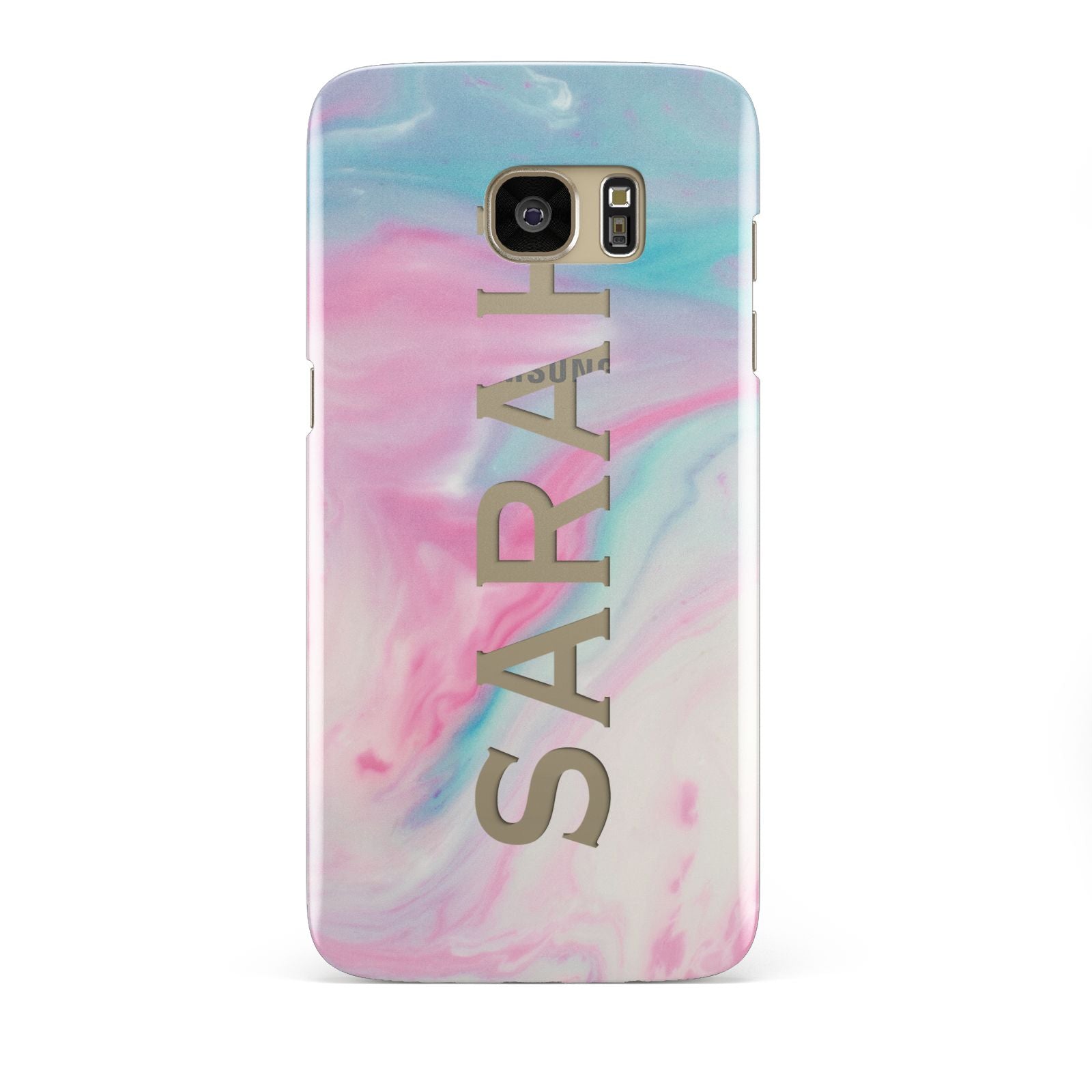 Personalised Clear Name Pastel Unicorn Marble Samsung Galaxy S7 Edge Case