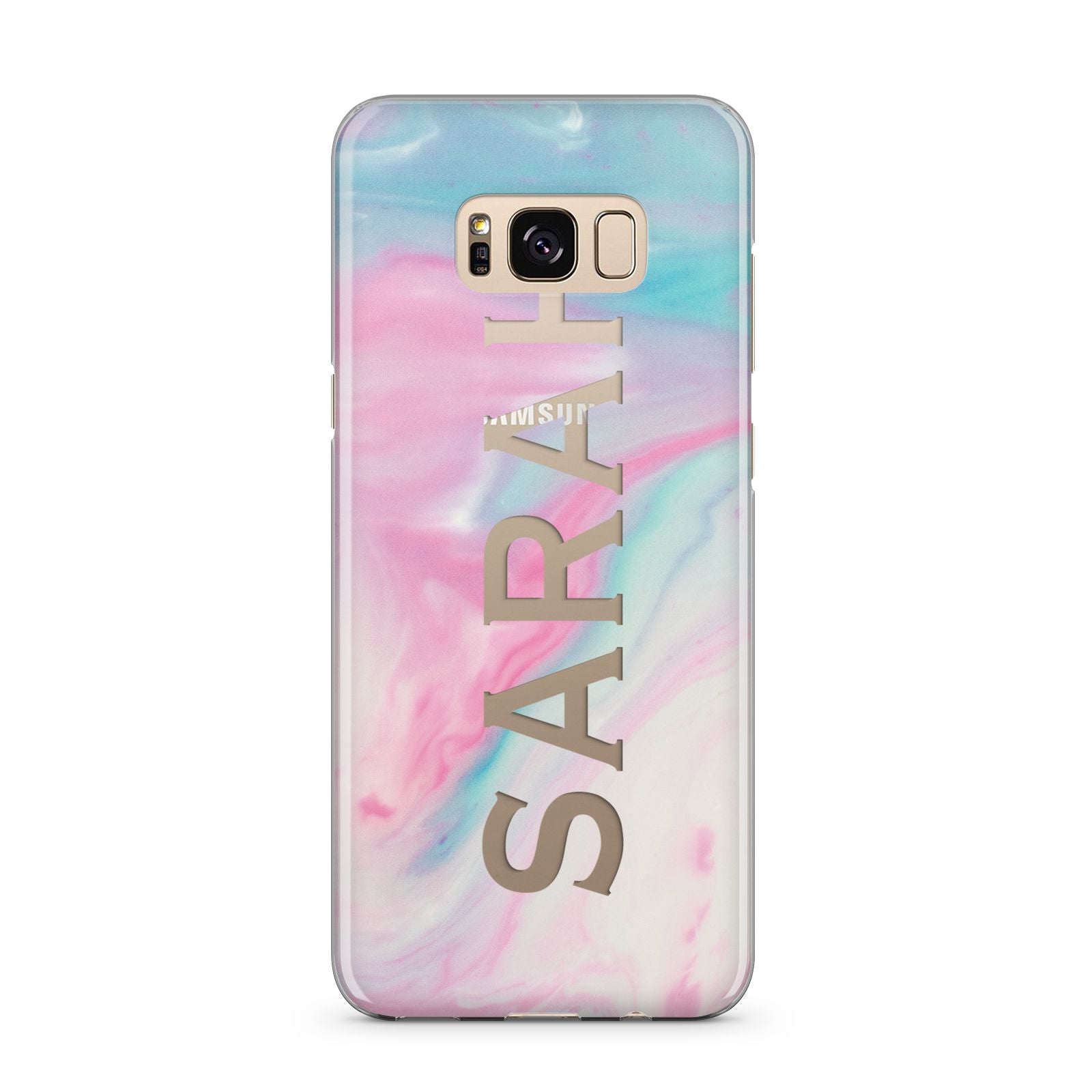 Personalised Clear Name Pastel Unicorn Marble Samsung Galaxy S8 Plus Case