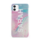 Personalised Clear Name Pastel Unicorn Marble iPhone 11 3D Snap Case
