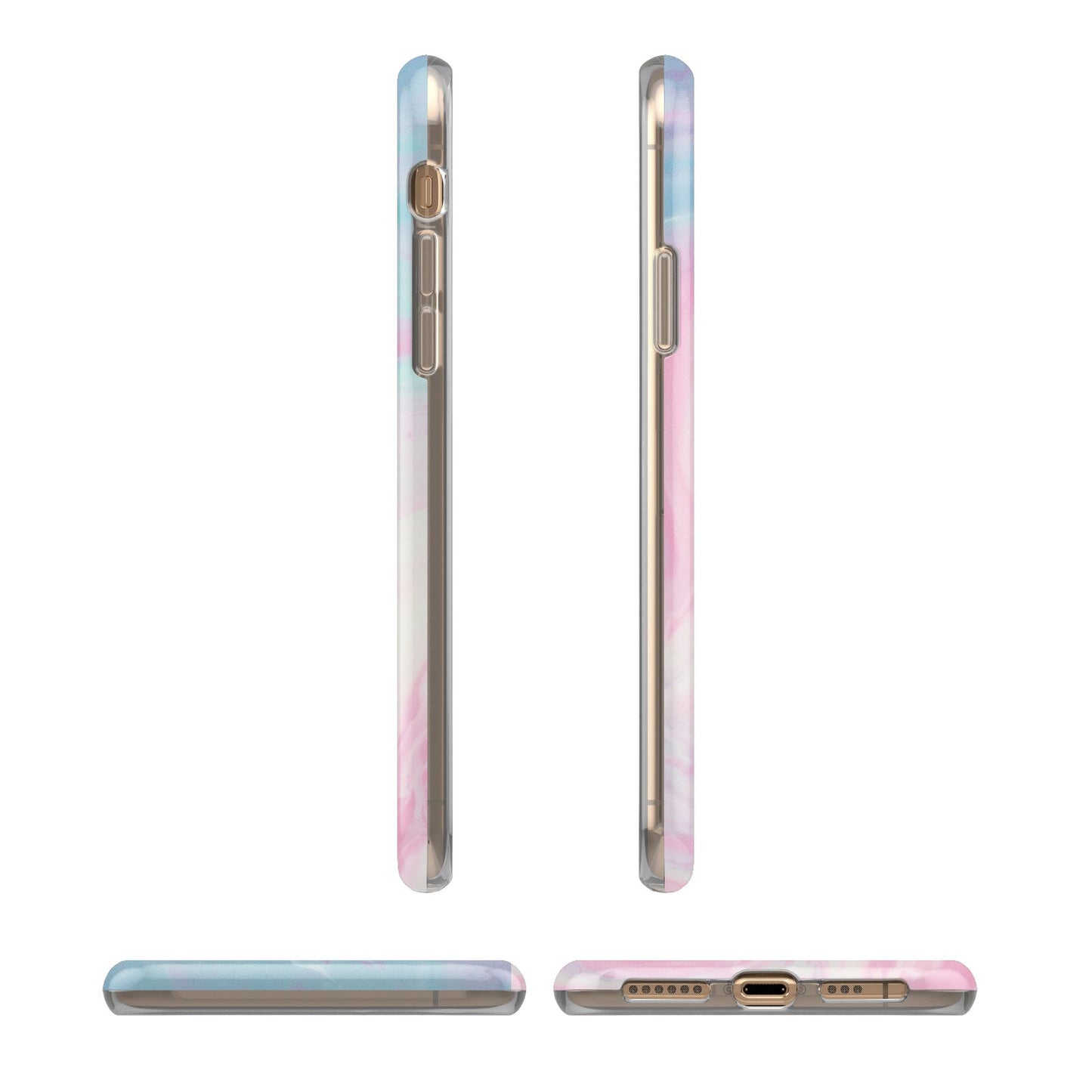 Personalised Clear Name Pastel Unicorn Marble iPhone 11 3D Tough Case Angle Images