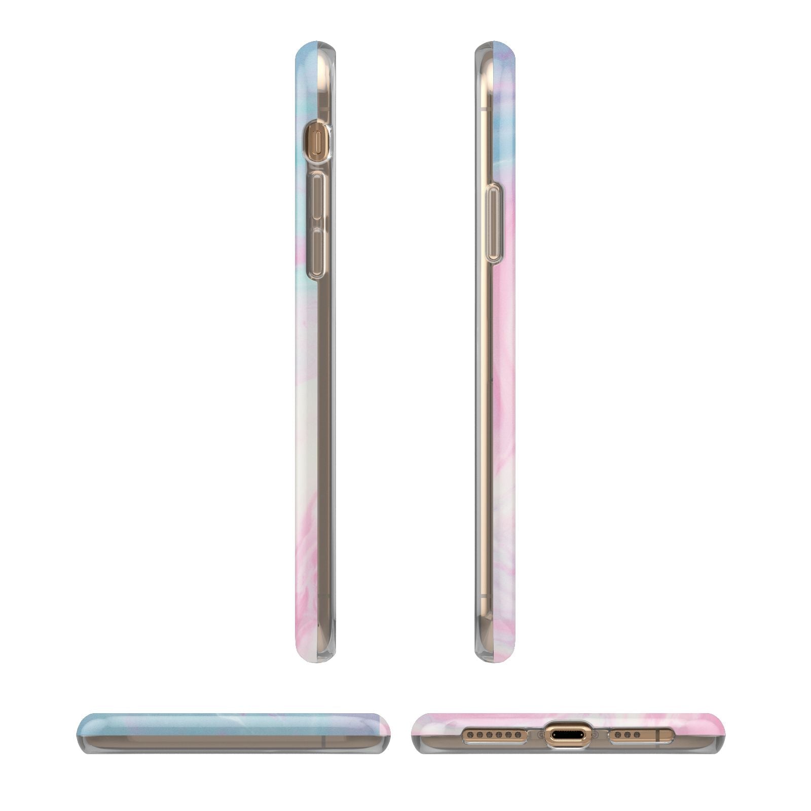 Personalised Clear Name Pastel Unicorn Marble iPhone 11 3D Tough Case Angle Images