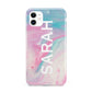 Personalised Clear Name Pastel Unicorn Marble iPhone 11 3D Tough Case