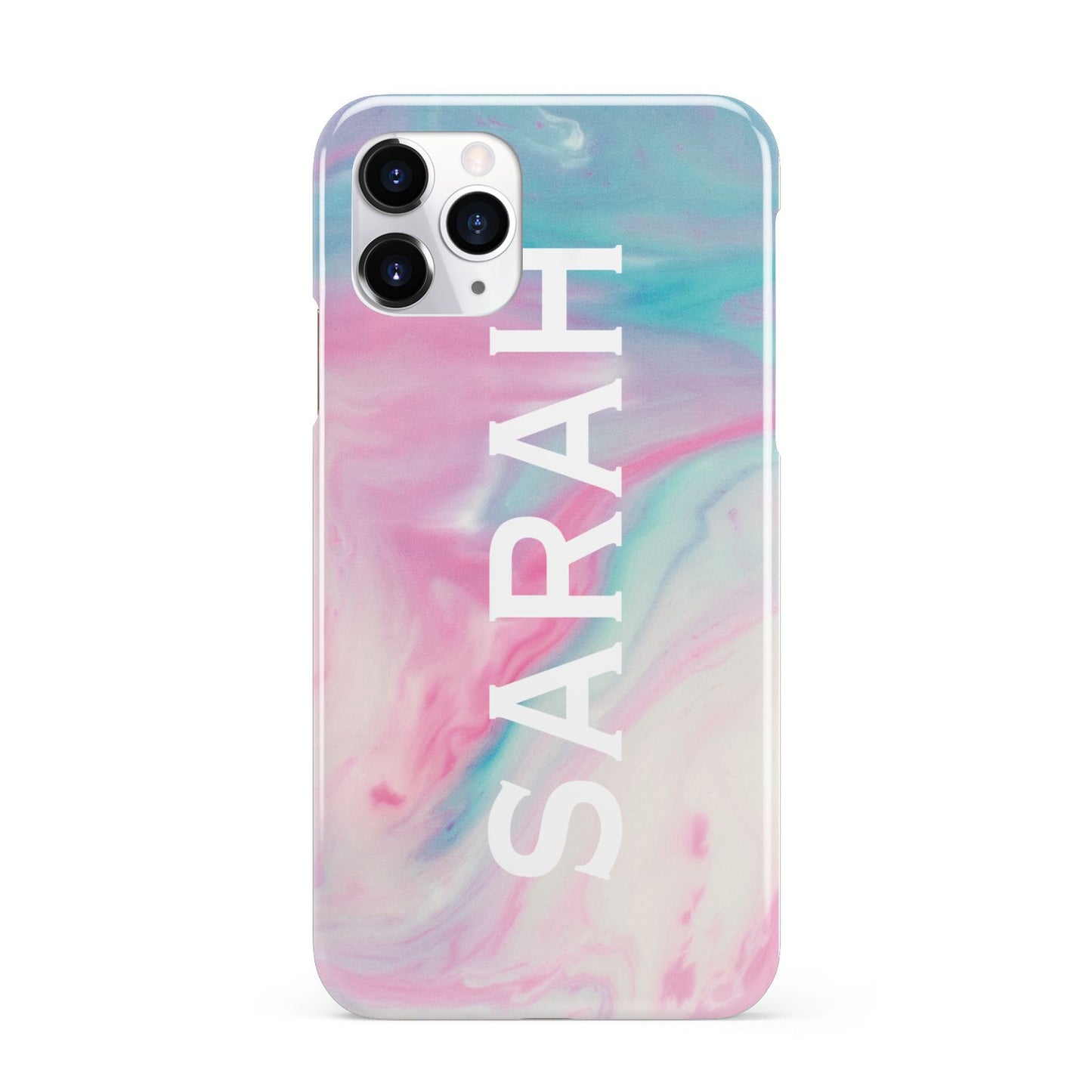 Personalised Clear Name Pastel Unicorn Marble iPhone 11 Pro 3D Snap Case