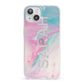Personalised Clear Name Pastel Unicorn Marble iPhone 13 Clear Bumper Case
