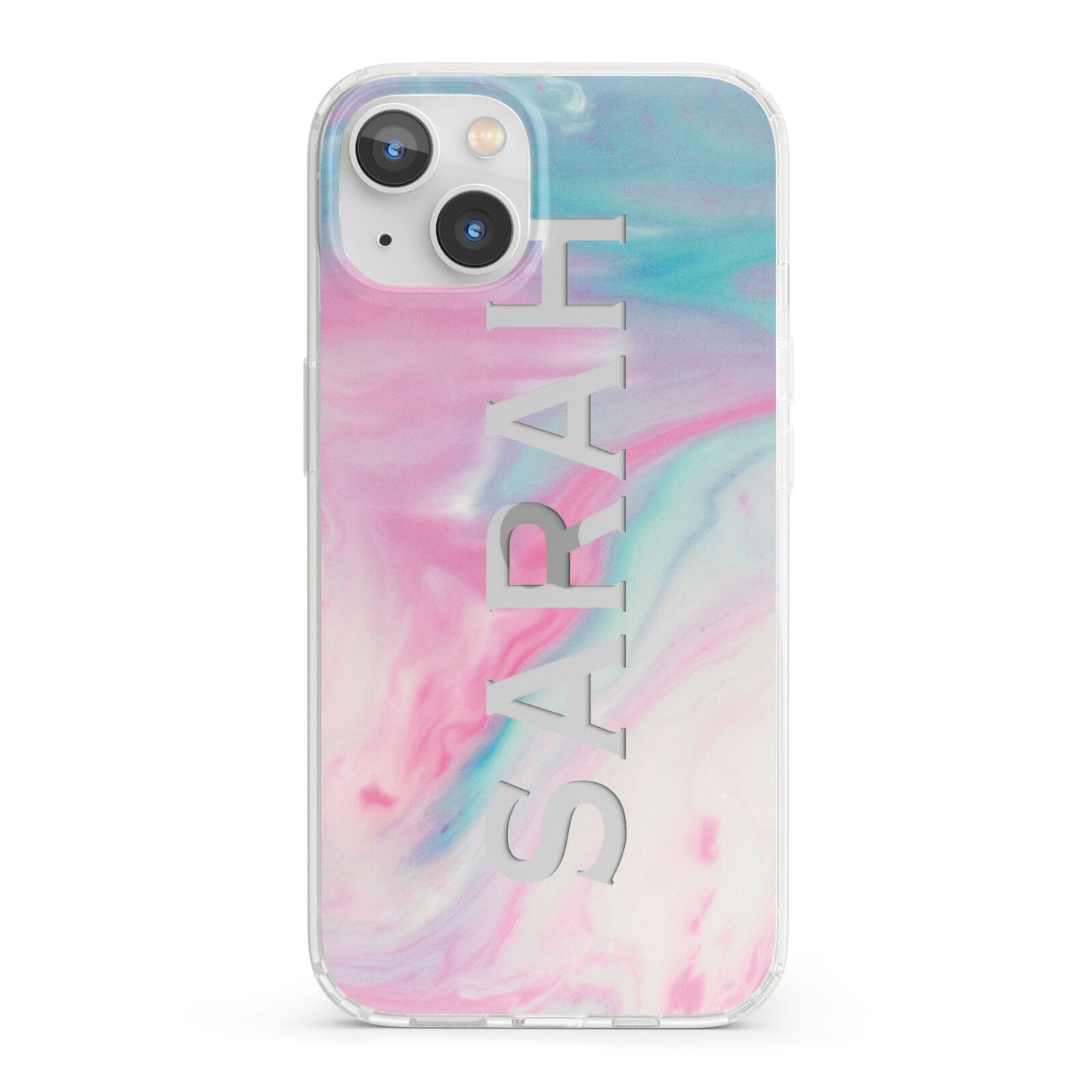 Personalised Clear Name Pastel Unicorn Marble iPhone 13 Clear Bumper Case