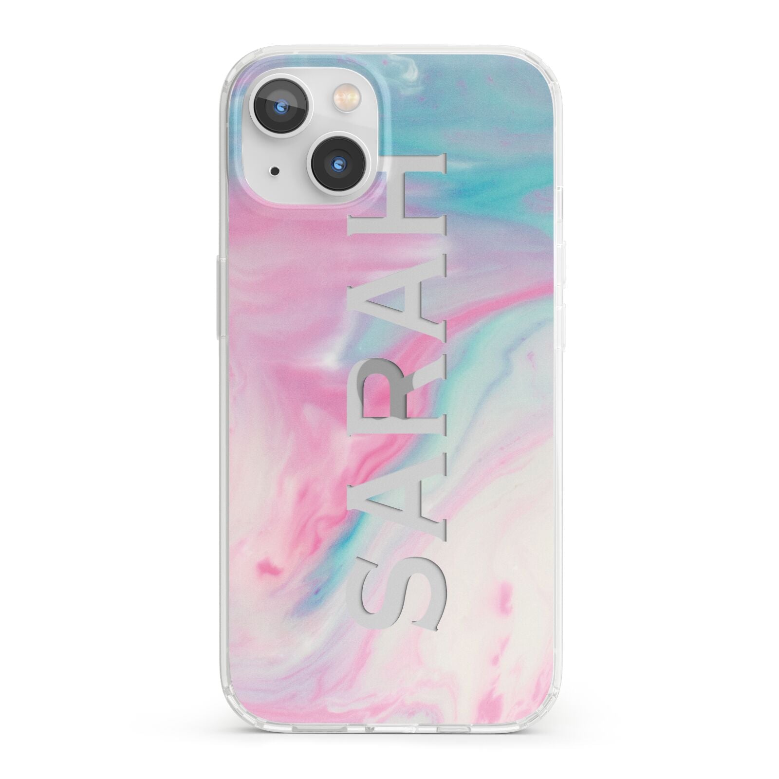 Personalised Clear Name Pastel Unicorn Marble iPhone 13 Clear Bumper Case