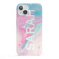 Personalised Clear Name Pastel Unicorn Marble iPhone 13 Full Wrap 3D Snap Case