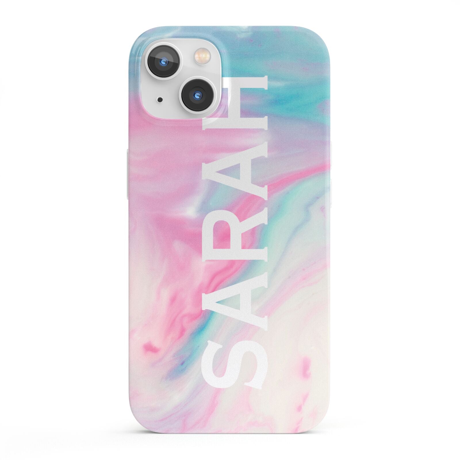 Personalised Clear Name Pastel Unicorn Marble iPhone 13 Full Wrap 3D Snap Case