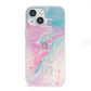 Personalised Clear Name Pastel Unicorn Marble iPhone 13 Mini Clear Bumper Case