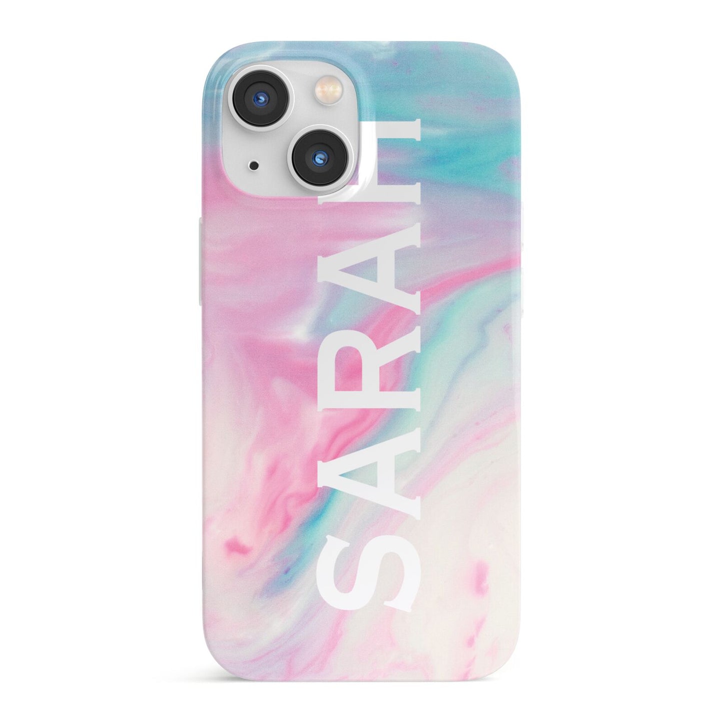 Personalised Clear Name Pastel Unicorn Marble iPhone 13 Mini Full Wrap 3D Snap Case
