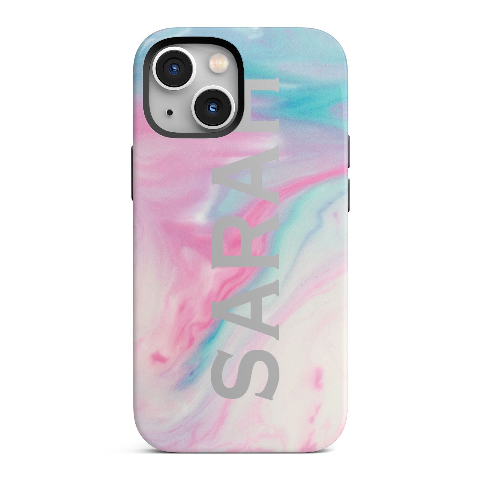Personalised Clear Name Pastel Unicorn Marble iPhone 13 Mini Full Wrap 3D Tough Case