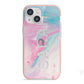 Personalised Clear Name Pastel Unicorn Marble iPhone 13 Mini TPU Impact Case with Pink Edges