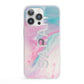 Personalised Clear Name Pastel Unicorn Marble iPhone 13 Pro Clear Bumper Case