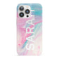 Personalised Clear Name Pastel Unicorn Marble iPhone 13 Pro Full Wrap 3D Snap Case